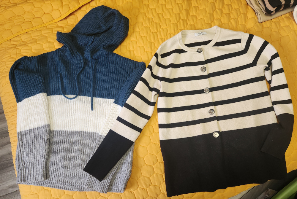 Women's Hooded Sweater & Striped Cardigan Bundle