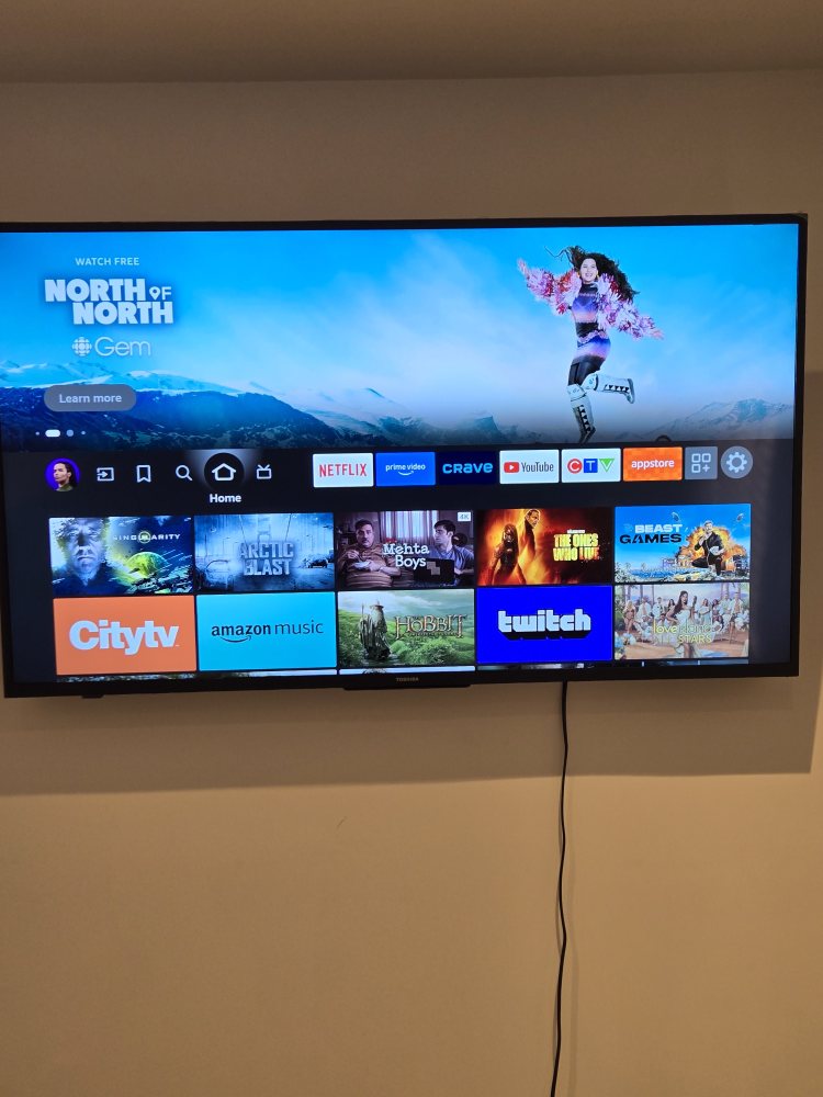 55 inch Smart Toshia TV with bracket