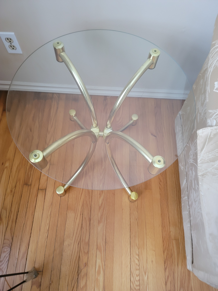 Vintage Two Brass and Glass Side Tables