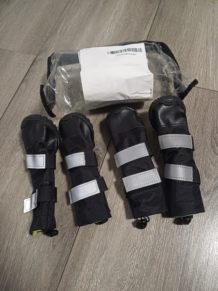 Set of Four Dog Boots - Black with Reflective Straps image indicator(8)