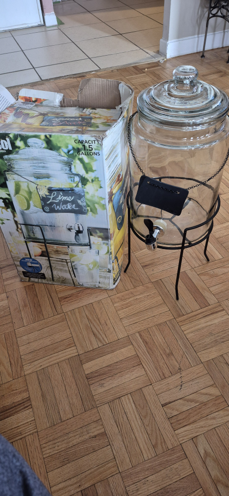 1.5 Gallon Glass Beverage Dispenser with Stand