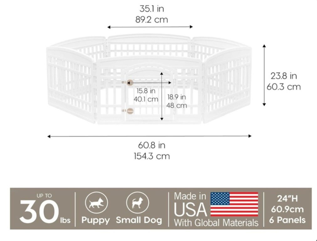 Pet Playpen - 6 Panel Exercise Pen for Puppy and Small Dogs - photo 2