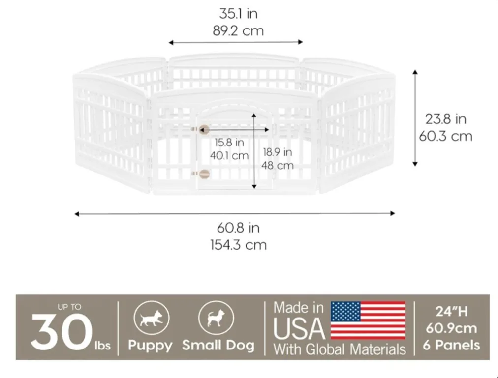 Pet Playpen - 6 Panel Exercise Pen for Puppy and Small Dogs image indicator(2)
