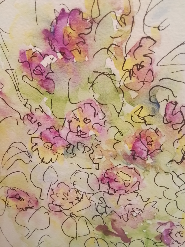 Framed Original Watercolor Painting of Flowers Signed - photo 3