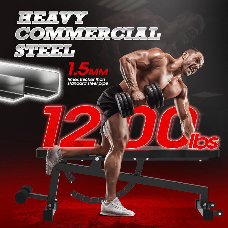 AJUMORI Adjustable Weight Bench - 1200 lbs Capacity - photo 2