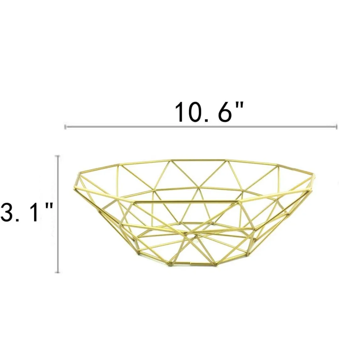 Geometric Gold Metal Fruit Bowl image indicator(2)