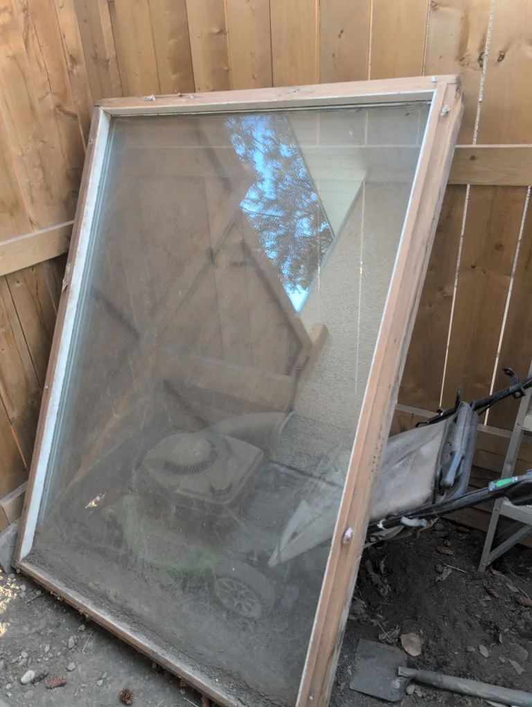 Large Window Pane with Wood Frame