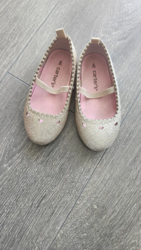 Carter's Girls' Gold Glitter Ballerina Flats image indicator(2)