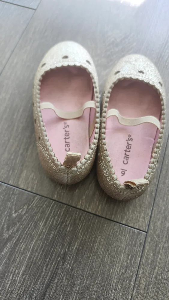 Carter's Girls' Gold Glitter Ballerina Flats image indicator(4)