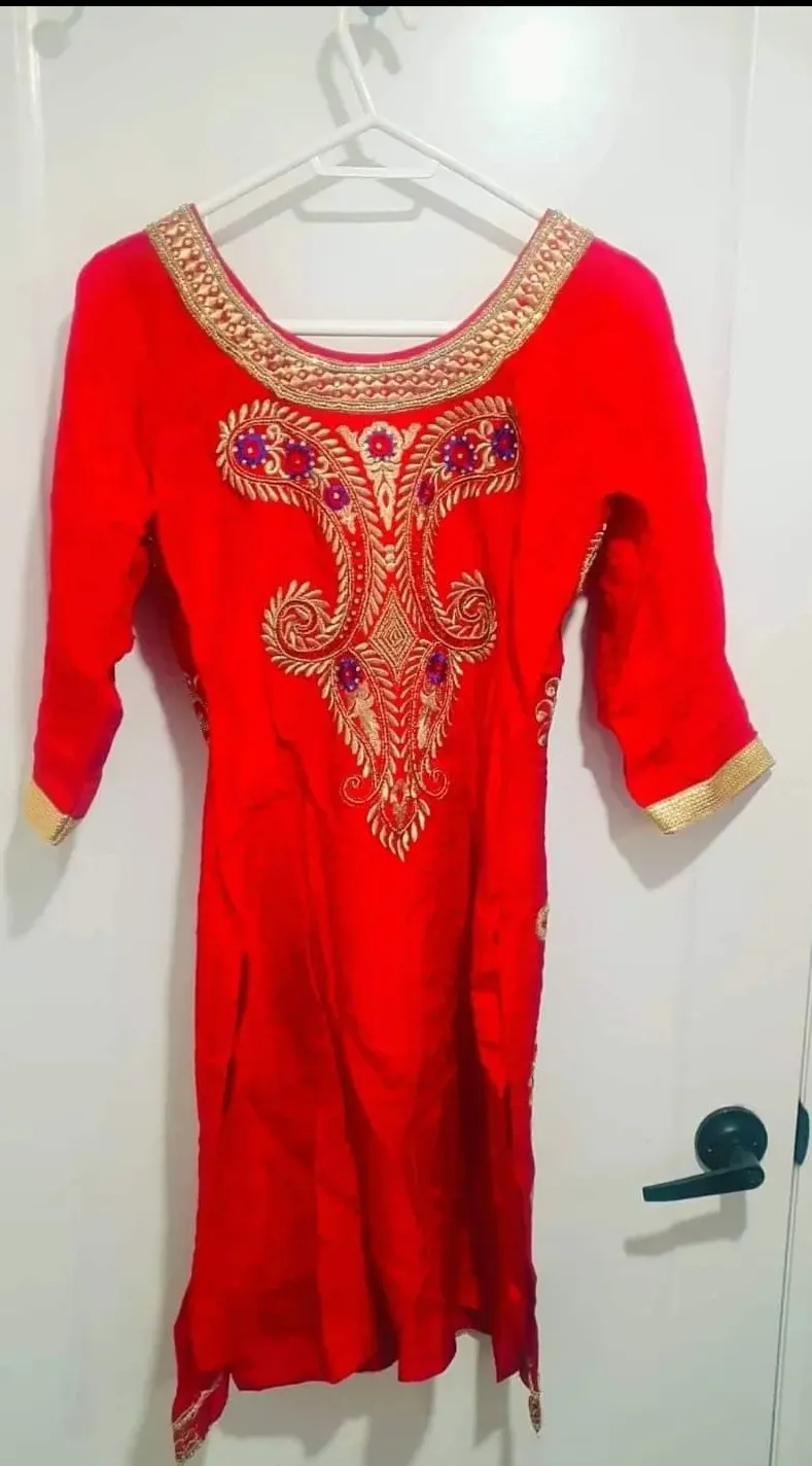 Red and Blue Punjabi Suit image indicator(3)