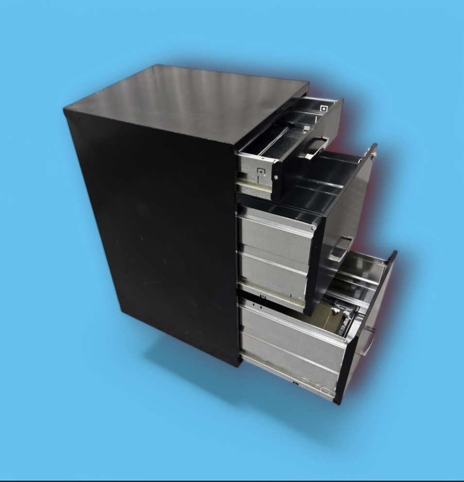 Black Metal 3-Drawer Filing Cabinet - photo 2