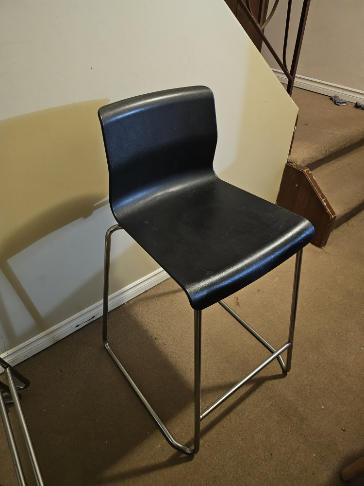 4 Bar Stools Black Chrome