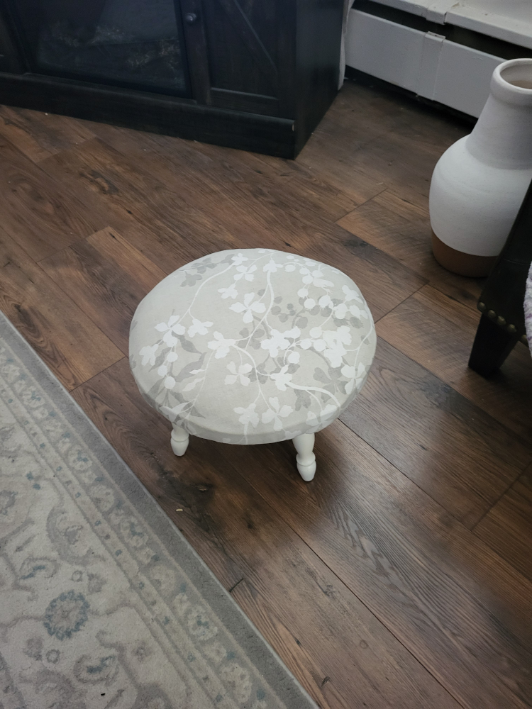 Floral Upholstered Footstool