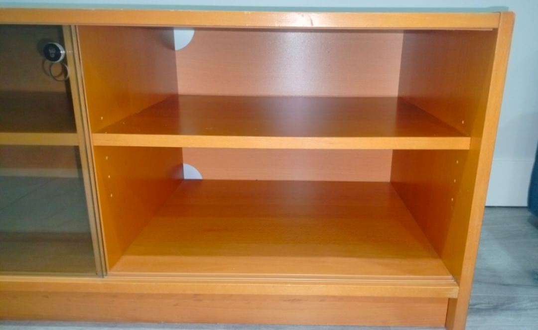 Wooden TV Stand with Sliding Glass Doors - photo 3
