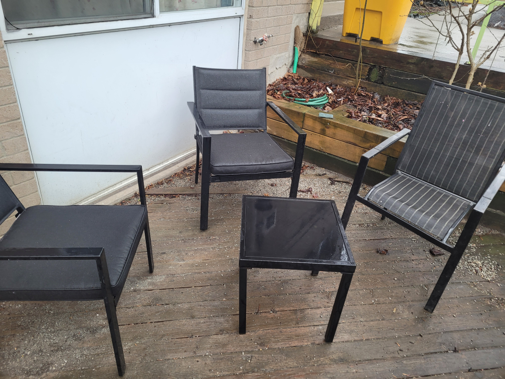 Black Patio Set - 3 Chairs and Table