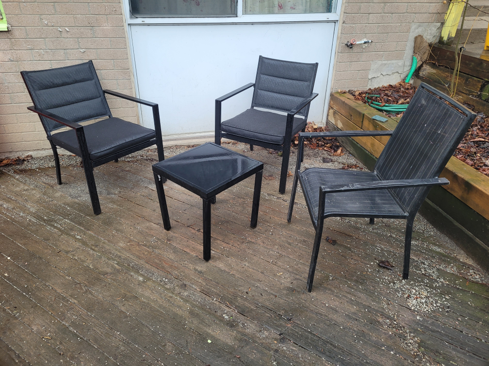 Black Patio Set - 3 Chairs and Table - photo 2
