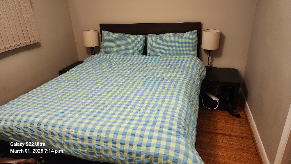 Queen bed frame with two side table