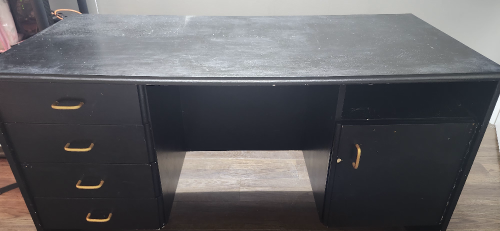 Black Desk with Four Drawers and Cabinet - photo 2