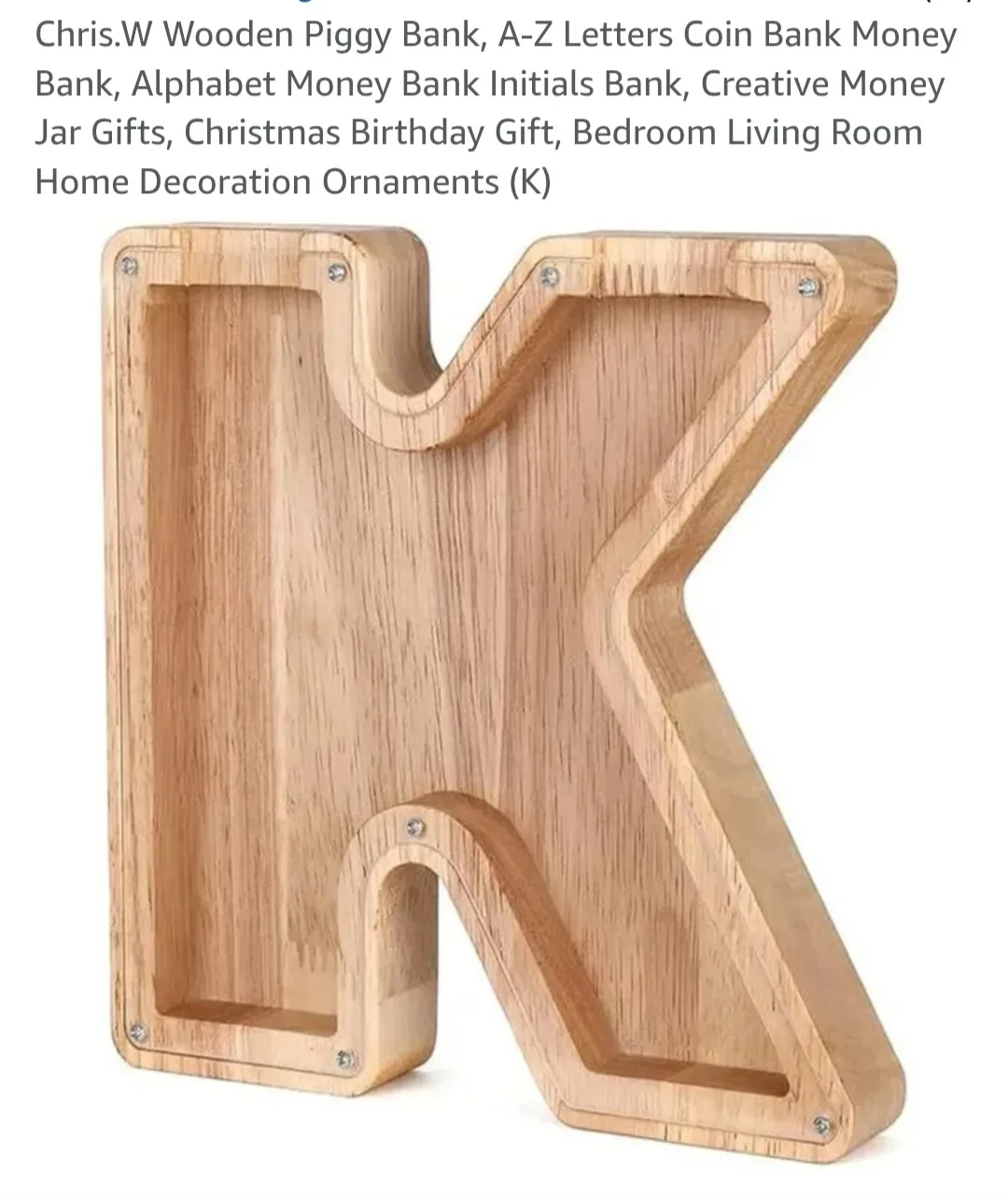 ChrisWang Wooden Alphabet Money Bank - Letter K & S image indicator(2)