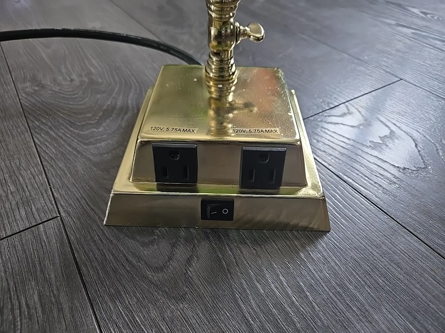 Brass Banker's Lamp with Green Shade & Outlets image indicator(4)