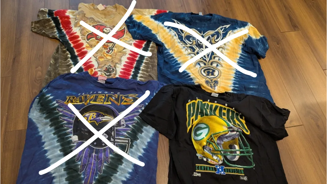 Four vintage NFL tie-dye t-shirts thumbnail