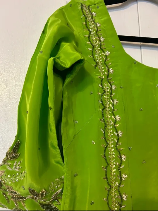 Lime Green Salwar Kameez with Embellishments. image indicator(4)
