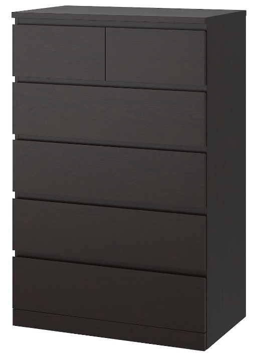Dark Brown 6-Drawer Chest of Drawers