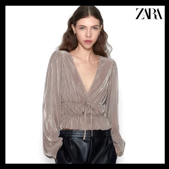 Zara Mauve Pleated Top ✨ Moving Sale ✨ image indicator(2)