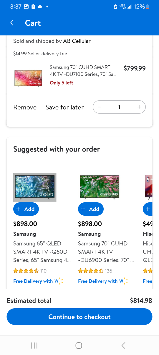 Samsung 70" Crystal UHD 4K Smart TV - DU7100 Series - photo 4