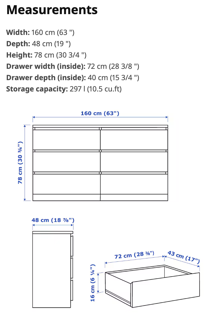 IKEA MALM 6-Drawer Dresser - Light Oak - photo 3