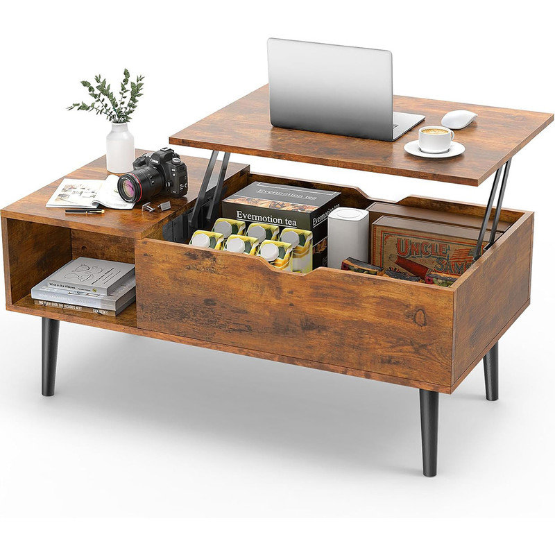 Lift-Top Wooden Coffee Table with Storage - photo 3