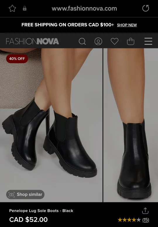 Fashion Nova Penelope Lug Sole Boots - Black thumbnail