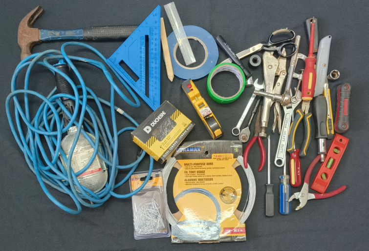 Assorted tools and hardware
