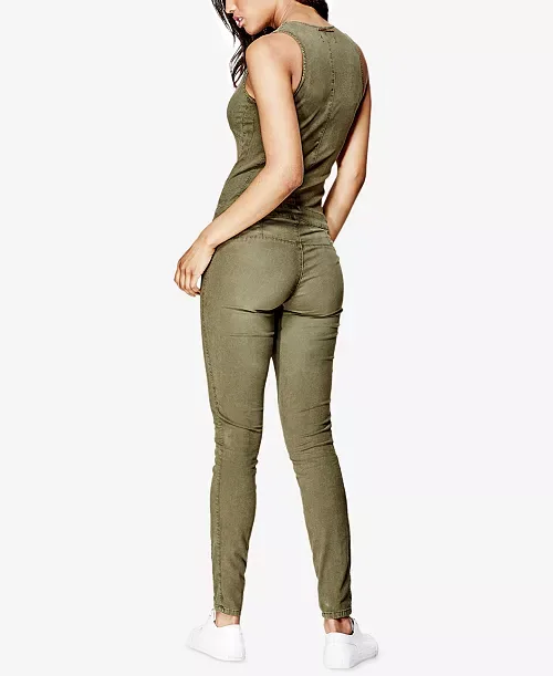 NEW Guess Olive Green Denim Jumpsuit image indicator(4)
