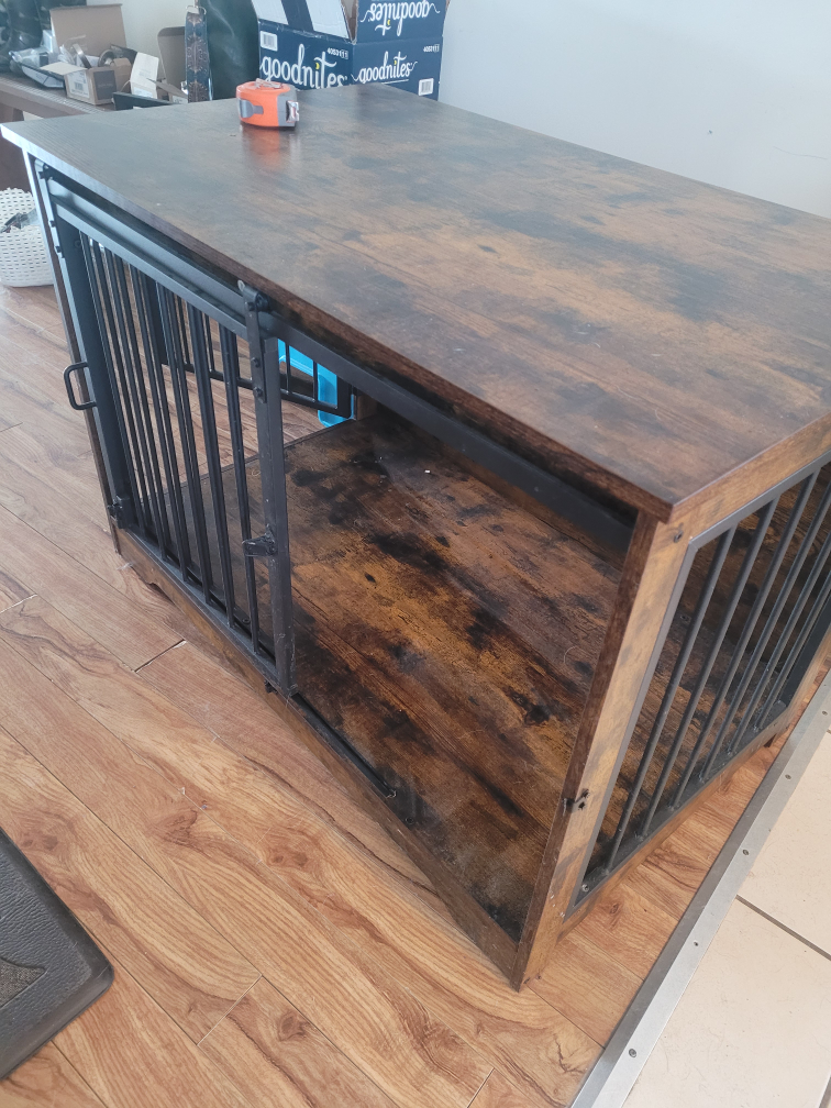 Wooden Dog Crate End Table