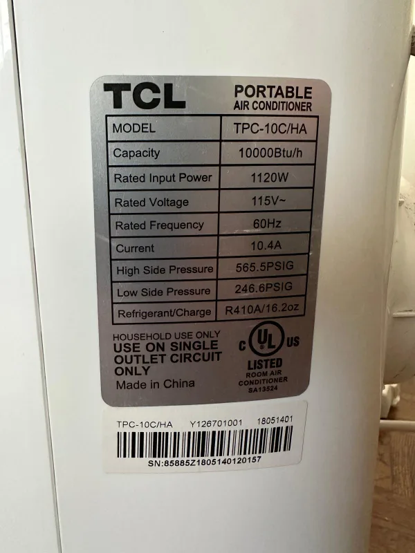 TCL 10000 BTU Portable Air Conditioner image indicator(3)
