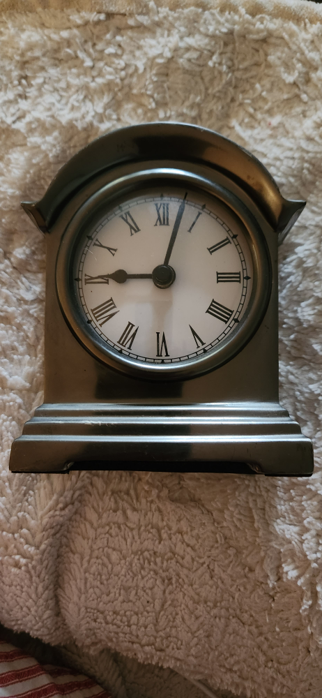 Dark Grey Silver Heavy Mantle Clock