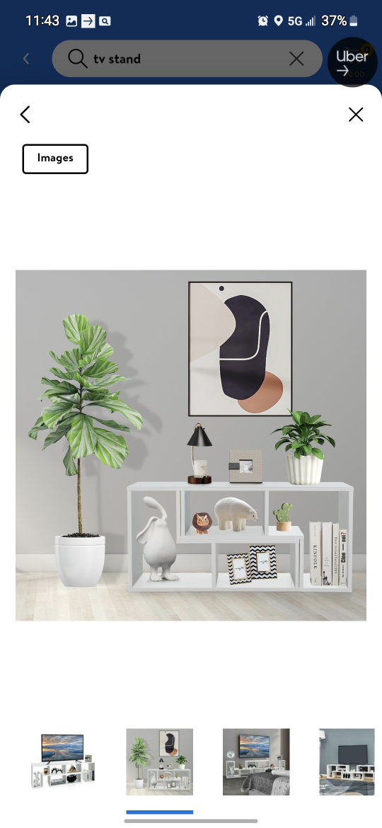 Modern White TV Stand with Open Shelving - photo 2