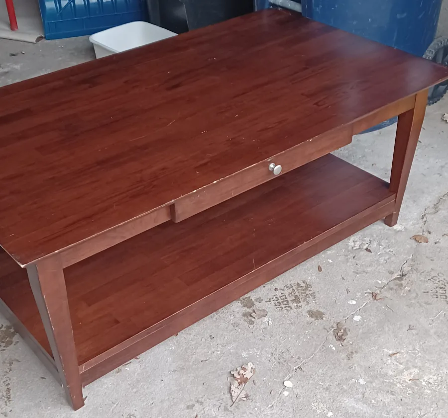 Dark Brown Wood Coffee Table with Drawer and Shelf image indicator(2)