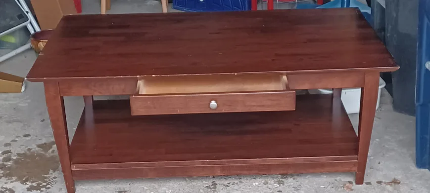 Dark Brown Wood Coffee Table with Drawer and Shelf image indicator(4)