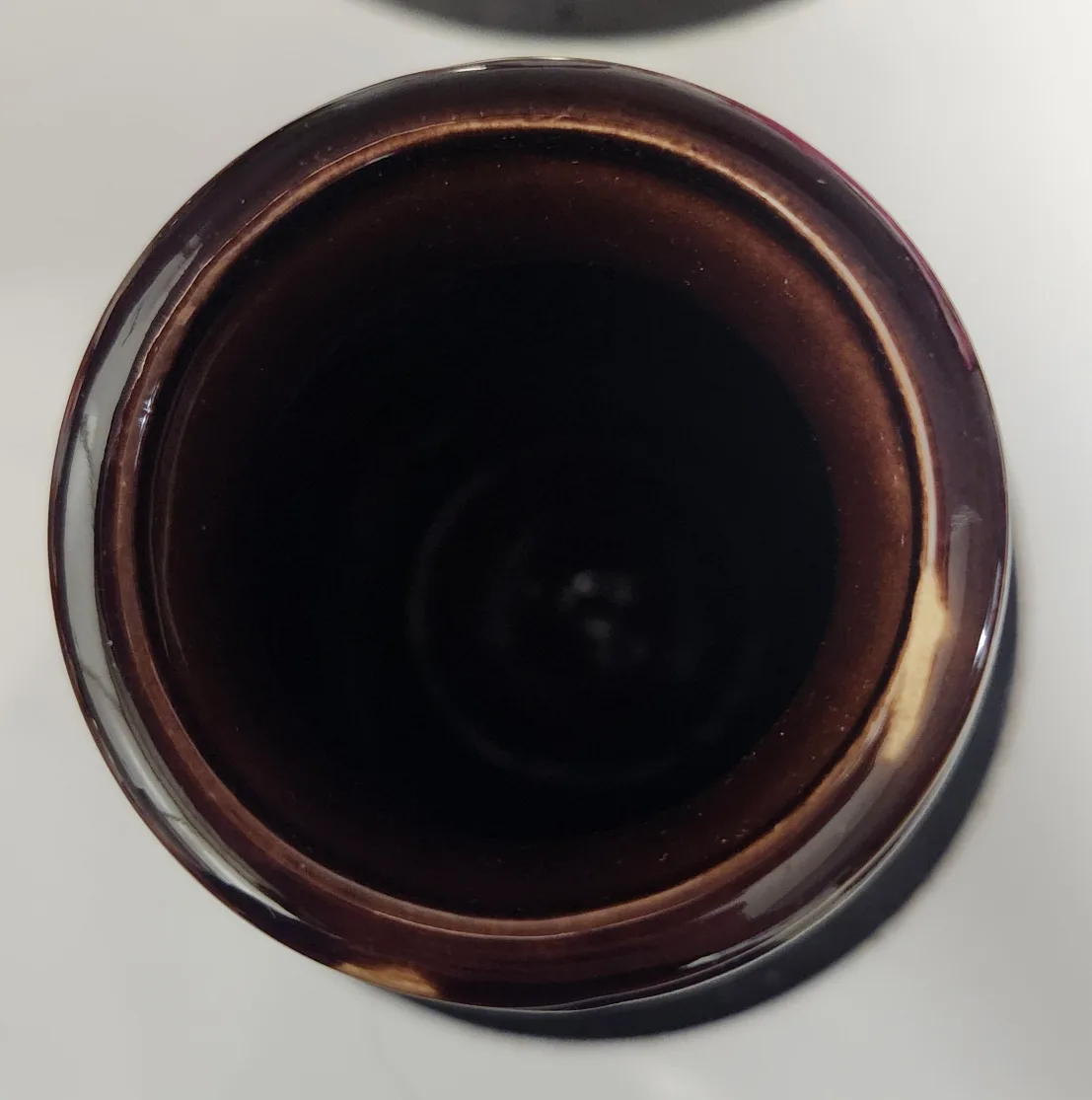 Vintage West German Pottery Vase, Brown and Yellow Glaze image indicator(4)