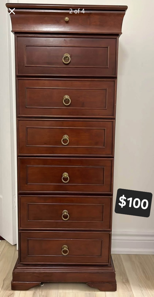 Dark Wood Six-Drawer Chest