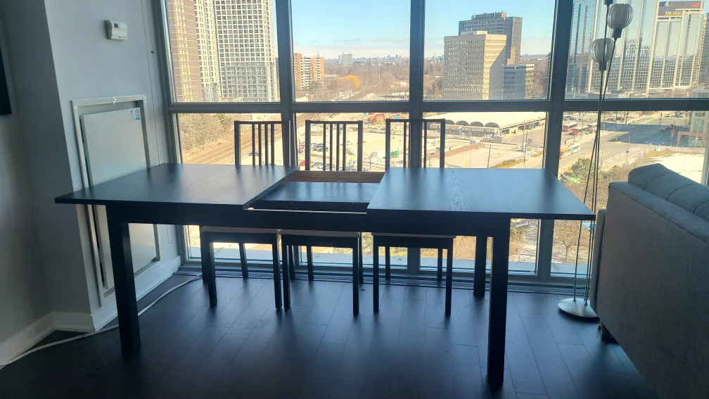 Black Extendable Dining Table with Six Chairs image indicator(4)