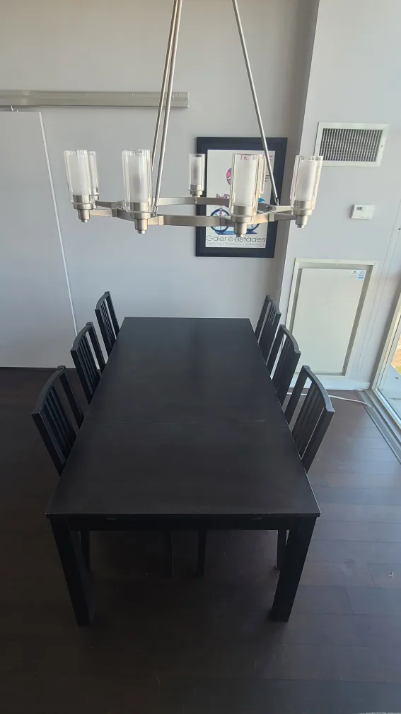 Black Extendable Dining Table with Six Chairs image indicator(6)