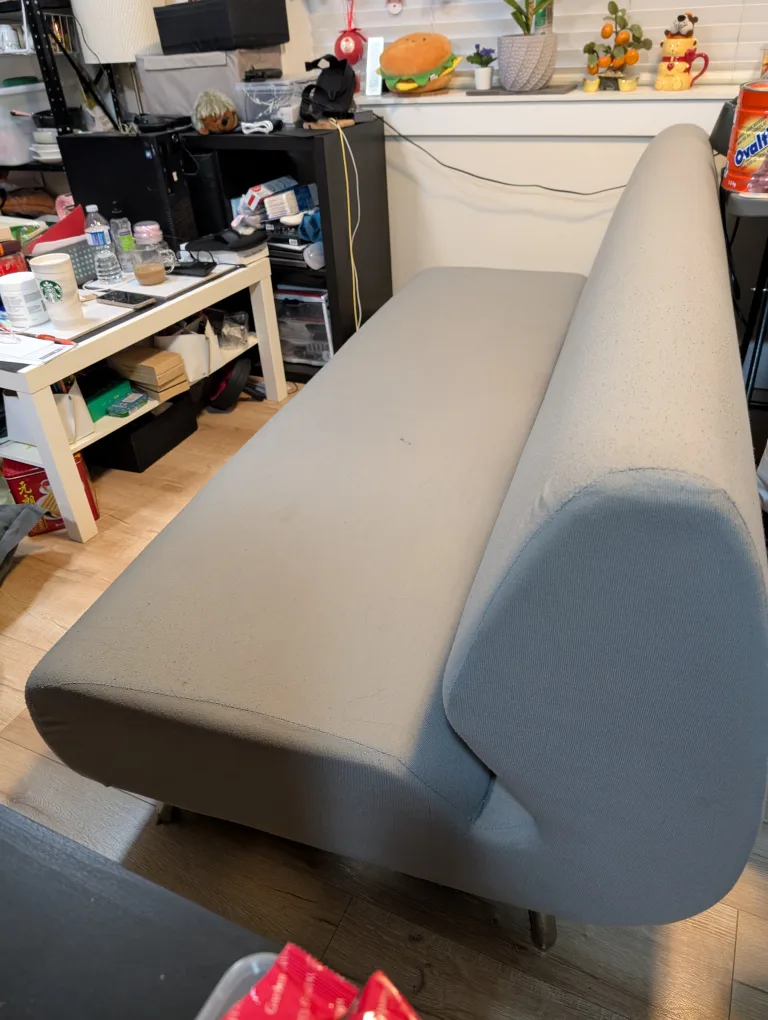 Grey Three-Seater Sofa with Pillows image indicator(2)