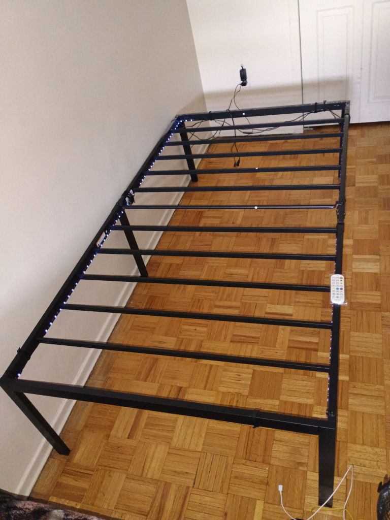 Full-size Metal Bed Frame with LED Lights