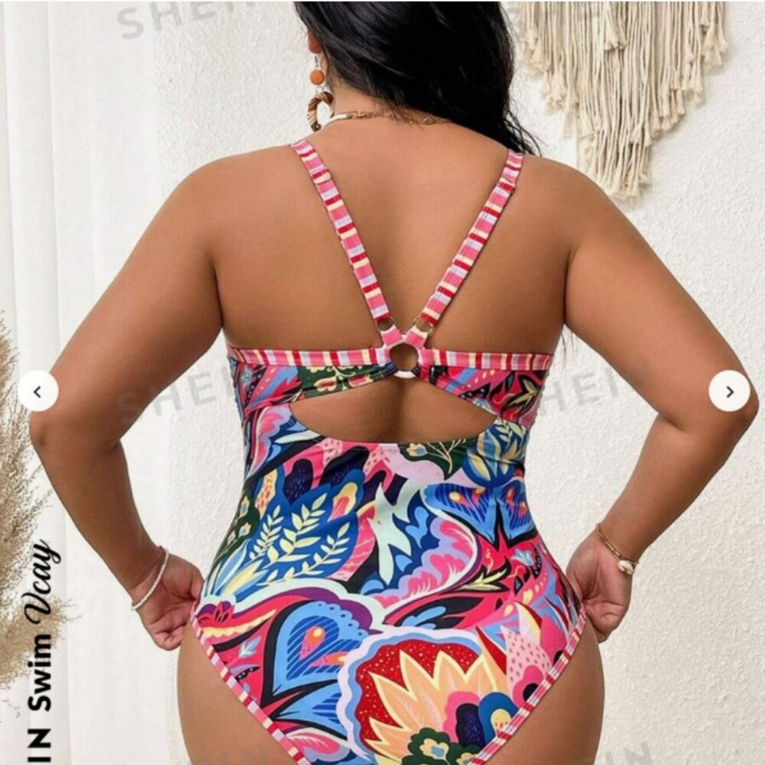 Plus Size Floral Print One-Piece Swimsuit - Size 14-18 - photo 2