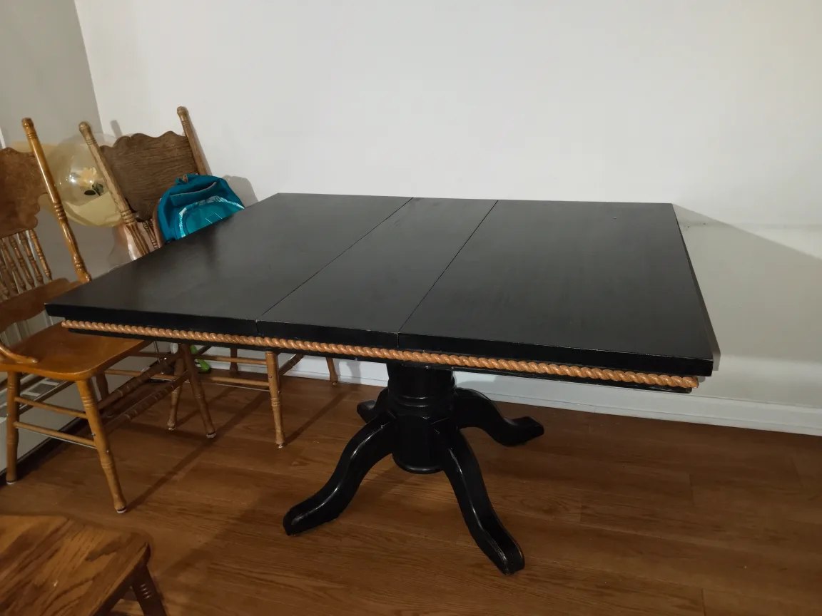 Black Farmhouse Dining Table with Rope Detail image indicator(3)