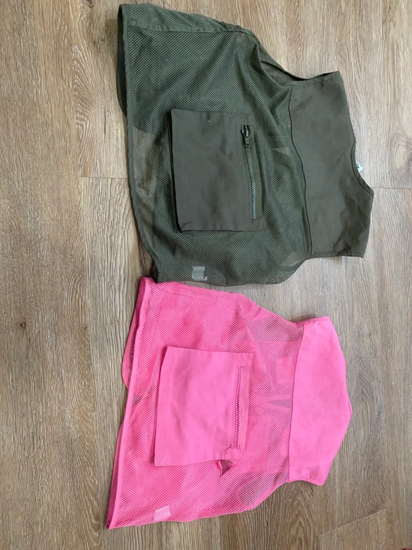 Two Kids' Ranger Vests - Pink & Olive Green image indicator(2)