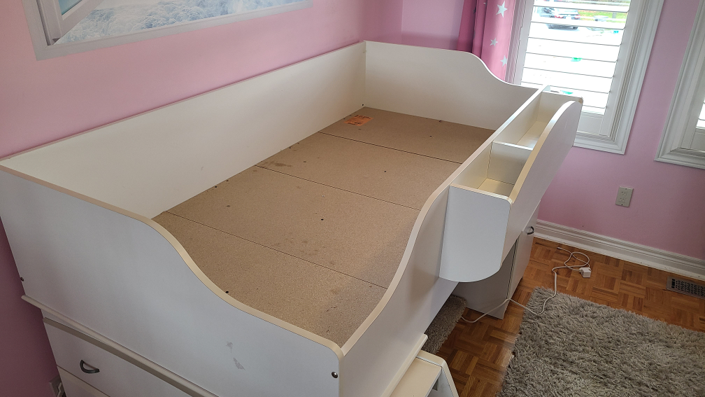 White Low Loft Bed with Storage and reading nook - photo 3